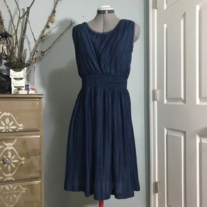 Dusty Blue Simply Vera Wang Crinkle Surplice Dress
